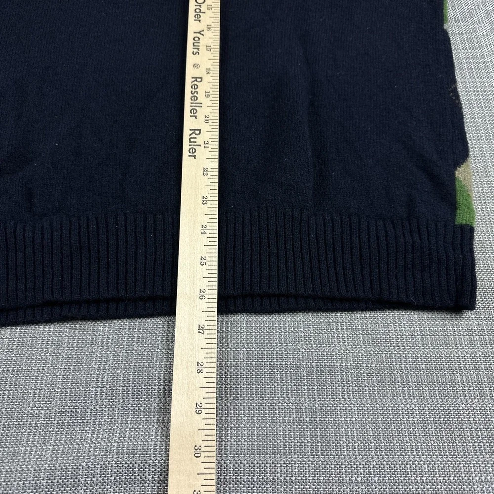 J Crew Lambswool Argyle Sweater Mens Medium 1/4 Zip Blue Preppy Academia